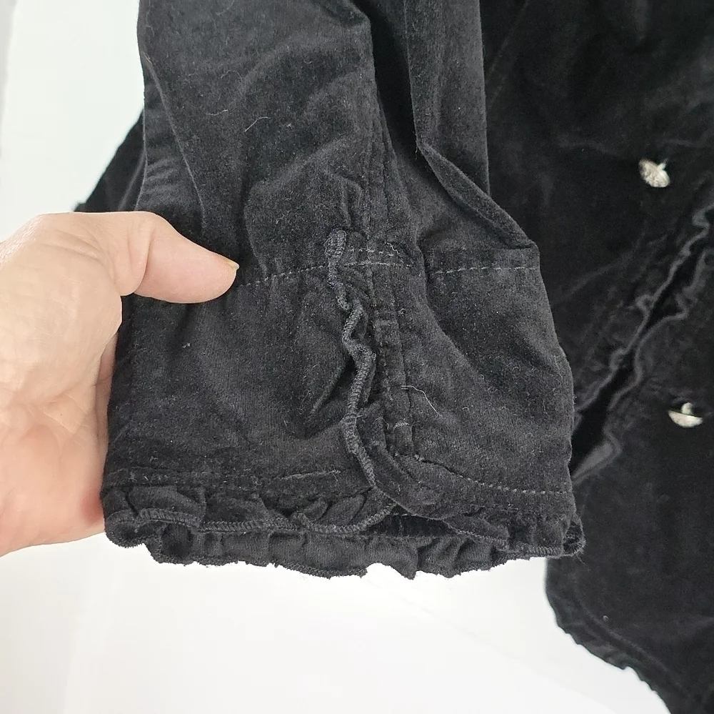 FINAL Dress Barn Black Velveteen Ruffle Jacket Size 14/16